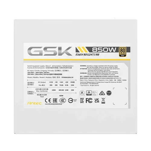 Antec GSK 850W White ATX 3.1 Power Supply | Distribution Hub