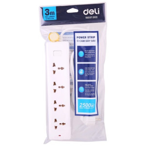 Deli C18337 (03) 4Port Household Power Strip with Surge Protection