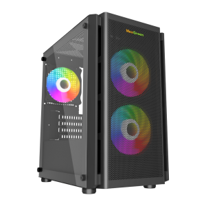 MaxGreen 5510-Mesh Mid-Tower M-ATX Gaming Case with PSU & 3xARGB Fan
